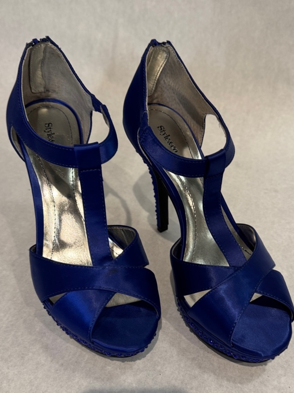 Style & Co. Cobalt Blue T-Strap Platform Heels